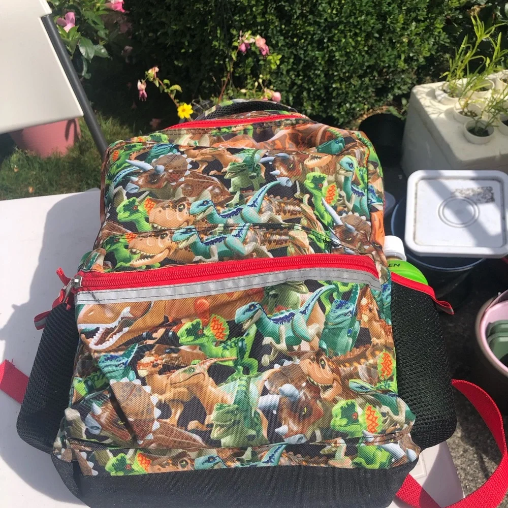 Lego Kids Dinosaur Print Backpack with Red Trim